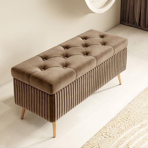 Repose-pieds et banc de rangement marron clair de 150 cm pour gagner de la place - 2