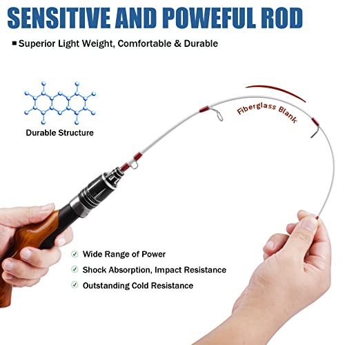 Jshanmei Ice Fishing Rod Portable Lightweight Spinning Rod Ice Fishing Pole Winter Ice Fishing Gear For Trout Walleye Perch Panfish Crappie thumb #2