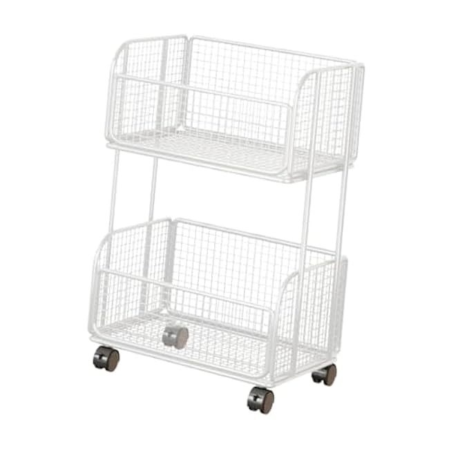 Vegetable Storage Rack Cart with Wheels Iron Utility Kitchen Storage Cart Fruit Basket for Kitchen for Snacks- White-JjkOIQ7q