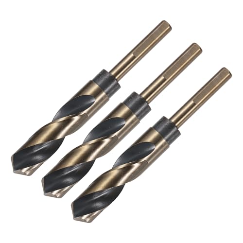 uxcell 3pcs Reduced Shank Twist Drill Bits 20mm Black Nitride &amp; Gold Titanium Coated High Speed Steel 4341 with 10mm Shank for Stainless Steel Alloy Metal Plastic Wood