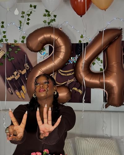Image of Dark Brown 2 Balloon, Coffee Brown Number Balloons 40 Inch, Chocolate 2nd Balloon Number Birthday Decorations, Second Two Birthday Party Supplies, Number 2