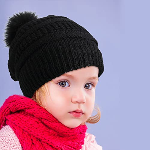 2 Sets Toddler Hats and Gloves Fleece Lined Beanie Babies Girl Toddler Beanie Boy Hat with Winter Warm Mittens Thick3