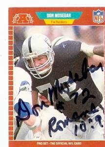 Sports Memorabilia Autograph Warehouse 70660 Don Mosebar Autographed Football Card Los Angeles Raiders 1989 Pro Set No. 189