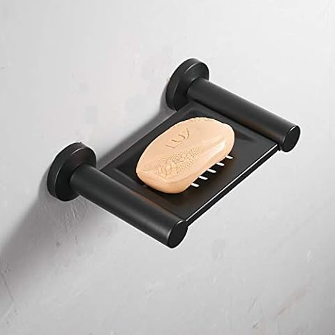 Leekayer Jabonera de Acero Inoxidable Negro Soporte para Jabón de Pared de Baño Cover