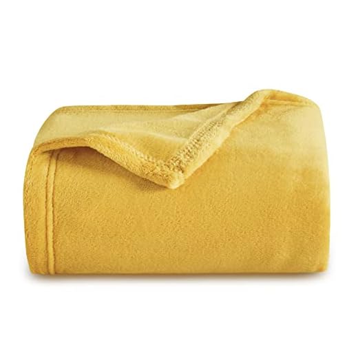Manta para Sofás de Franela 150x200cm - Manta para Cama 90 Reversible de 100% Microfibre Extra Suave - Manta Mostaza Amarillo Transpirable