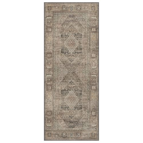 GENIMO 3x10 Non Slip Hallway Runner Rug, Machine Washable, Thin & Low Pile Lightweight for Kitchen, Laundry, Entryway, Bedroom & Living Room, TAN
