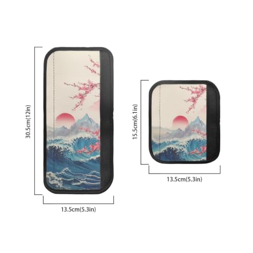 Image of Refrigerator Door Handle Covers Set of 6 Kitchen Electrical Appliance Decor Handles Keep Clean Anti-Slip Fridge Accessories Home Decor, Japan Art Style Mountain Sea Wave Floral