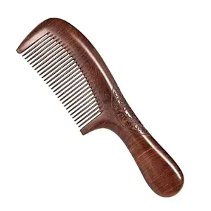 Natural Sandalwood Comb - Anti Static Wooden Comb for Women, Smooth Detangling Fine Tooth Hair Comb, Portable Travel Wood Combs for Curly & Straight Hair