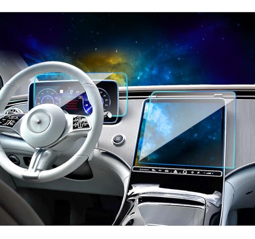 EUEKY 2024 Mercedes EQE Screen Protector for 2023 2024 2025 Mercedes Benz EQE Sedan SUV / 2024 AMG EQE SUV / 2022-2025 S580 S Class Nav.12.3Inch+Dash12.8Inch Display Tempered Glass Film for 2025 EQE (2pcs)