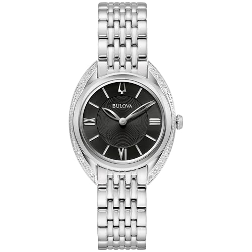 Montre quartz Bulova femme avec diamants et acier inoxydable argenté chic 96R252
