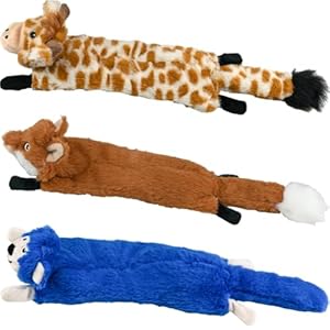 SHARLOVY Dog Squeaky Toys No Stuffing 3 Pack Plush Dog Toys for Medium Dog Toys Crinkle Dog Toys Durable Dog Chew Toys Cute Animals Puppy Toys for Teething Pet Toys