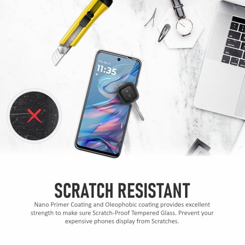 Image of SupCares Tempered Glass for Motorola Moto G45 (6.5 Inch) With Installation Kit | Military-Grade Gorilla Screen Protector | Edge to Edge Coverage | Black