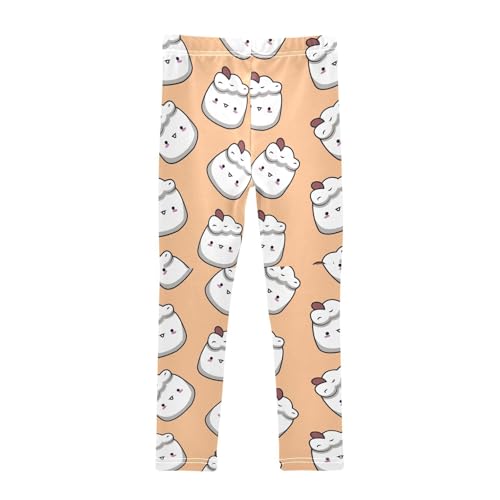 Cute Marshmallow Girls Leggings,Workout Leggings for Girls Toddler Athletic Leggings Size for 3-10T2