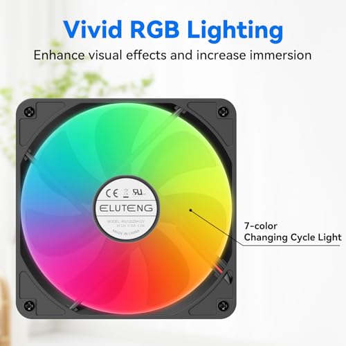 Image of ELUTENG USB Computer Cooling Fan with 7 Color RGB Lighting, 3 Speed Controller 1100 /1300 /1500 RPM Small Exhaust Fan High Airflow Cooling Fan for Router Modem Receiver DVR PlayStation Xbox TV Box