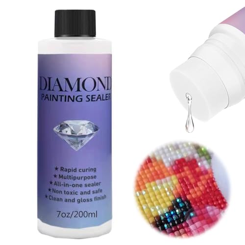 Sellador de Pintura de Diamantes, 120ml pegamento de pintura de diamante, Juego de Sellador de Pintura de Diamante, Diamond Painting Accesorios, Protección Transparente para Fijar y Sellar Diamantes