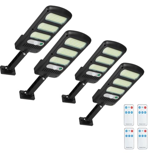 SyouHome Solar Street Lights Outdoor, 2000LM 213 LEDs Solar Parking Lot Lights Dusk to Dawn, IP65 Waterproof, Motion Sensor Light with Remote Control for Outside, Garden, Patio, Porch(4 Pack)