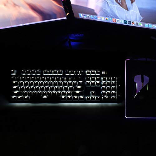 Image of Merdia 104 Keys Full Size Mechanical PC Gaming Keyboard | Hot Swappable LED Backlit Light Up Wired Mechanical Computer Keyboards | Brown Switch US Layout Black & Grey Keycaps Keyboard for Gaming