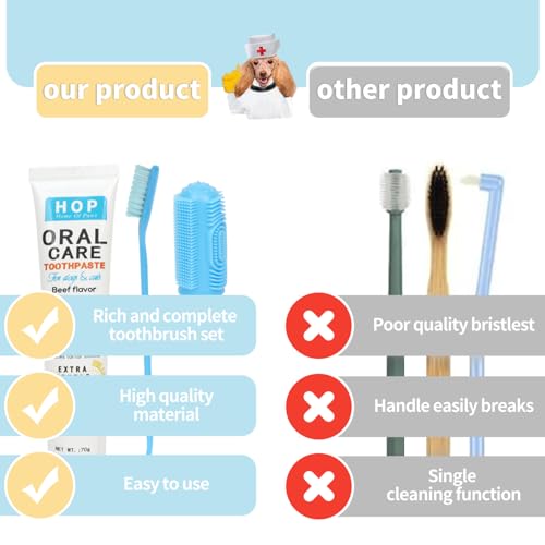 HOP Dog Toothbrush 10PCS Cats Dogs Dental Care Soft Bristles Finger Toothbrush Set Toothpaste Fresh Breath Dog Oral Care Kit Suitable for All Pets Home of Paws HOP Dog Toothbrush 10PCS Cats Dogs Dental Care Soft Bristles Finger Toothbrush Set Toothpaste Fresh Breath Dog Oral Care Kit Suitable for All Pets Home of Paws