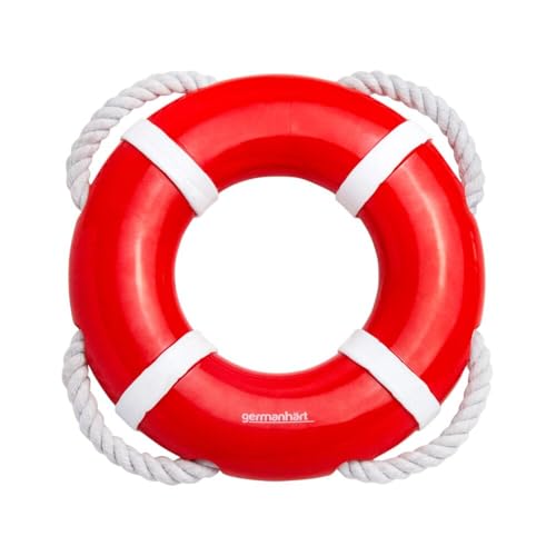 Germanhart Boia Salva-Vidas em Plástico Resistente, Vermelho e Branco com Corda, para Brincadeiras Aquáticas, Resistente à Água