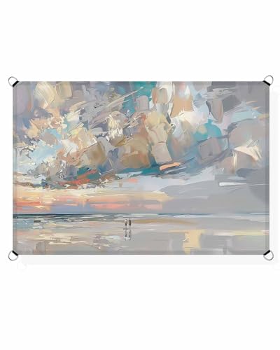 Abstract Grey Sun Shade Sail Waterproof Rectangle,UV Block Sail Shade Canopy Awning Outdoor Privacy Shade Cover for Patio Pergola Deck Backyard 6.5'x10' Contemporary Graffiti Art Coastal Summer