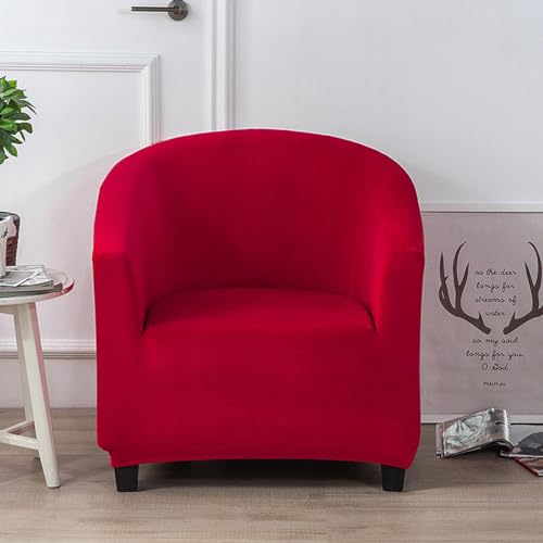 Surwin Housse de Fauteuil 1 Place, Extensible Housse Fauteuil Couleur Unie Antidérapant Couverture de Fauteuil, pour Salle à Manger, Salon, Café (Rouge,One...