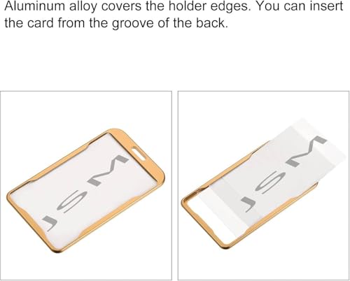 Image of Vertical i- Cards| Hard Metal ID Card Holder /Badge for Office| Compatible with Various Badge Holders, Clips, Lanyards, and Retractable Badge Reels (Pack of 3, Gold)