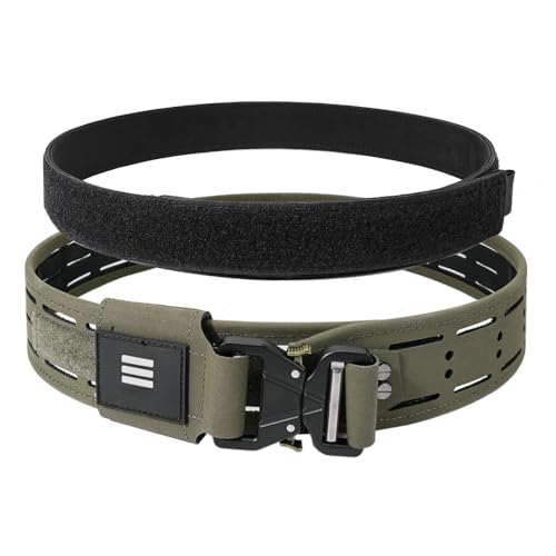 SINAIRSOFT Tactical Battle Belt,Dual Layer Combat Belt,1.75” Inner & 2.15” Outer Quick-Release Rigger MOLLE Belt