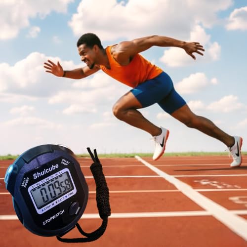 Digital Stopwatch Timer with Replaceable Battery, Large Display, Simple Stop Watch for Sports, Easy to Use Timing Tool for Coaches and Referees (Black) - Image 4