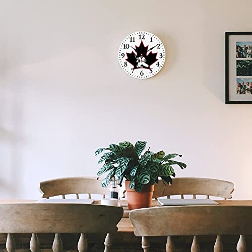 Canada Ice Hockey Maple Wooden Round Wall Clock Digital Silent Non Ticking Clock Modern Home Decor #TOP4