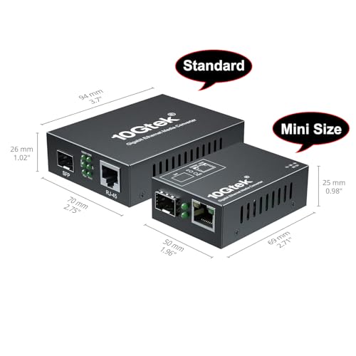 Image of A Pair of Mini Size Gigabit Bidi Media Converter, Single Mode Single LC to RJ45, Fiber to Ethernet Converter, 10 /100 /1000Base-Tx to 1000Base-LX, 1310nm /1550nm, Up to 20km, UL Certified
