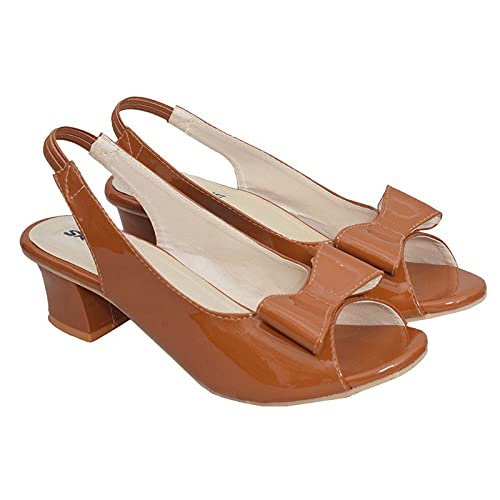 Zeenat Fashion Women and Girls Cassual Formals Block Heel Sandals Tan 6 (B099NRNCPN) Amazon Price History, Amazon Price Tracker