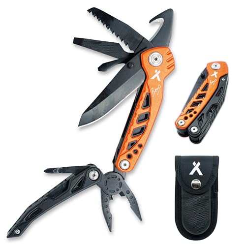 Utility Tool by Bear Grylls, Multitool Pocket Knife For Camping, Hiking, EDC and Survival, with Bottle & Can Opener, Pliers, Screwdriver, Sheath - Black Oxide Finish, Medium
