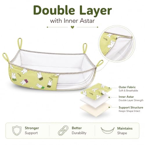 Image of Traditional Baby Khoyu /Cotton Cradle Cloth for Ghodiyu /Jhula /Palna with Astar Double Layer Support | Cloth for Cradle Stand Use Rabbit Print (Green)