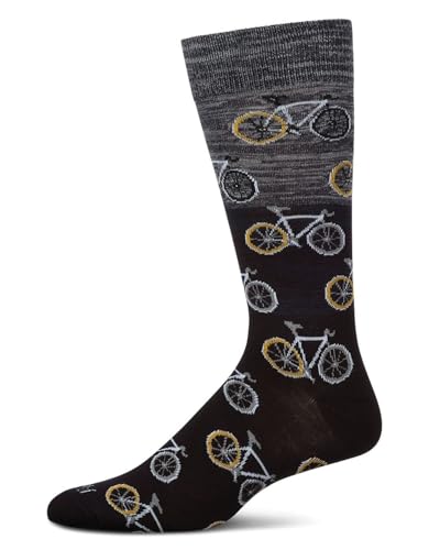 MeMoi Men's Bicycles Patterned Rayon From Rayon Crew Socks