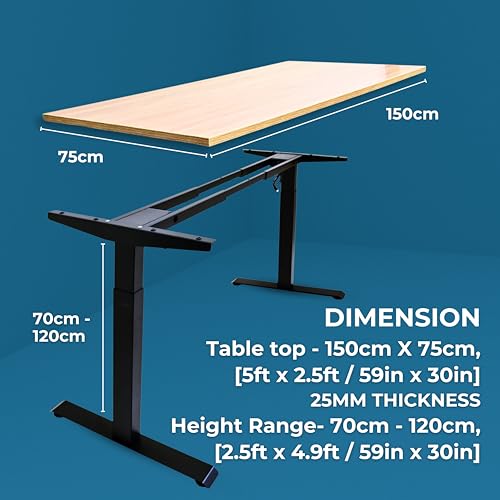 Image of Dual Motor |150x75cm 25mm Thick top - 120 kg Weight Capacity with Anti-Collision Safety Electric Height Adjustable Table | Sit and Stand Desk for Work from Home