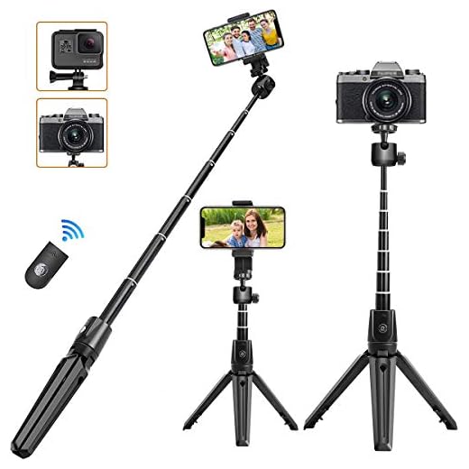 Phone Tripod, KKUYI Selfie Stick Tripod for iPhone with Remote, 3 in 1 iPhone Tripod Stand Mount Holder Bluetooth for iPhone 11 Pro Max XS Max XS XR X 8 7 6, Gopro, Cell Phone, Android, Camera