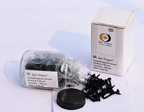 Image of Drywall Gypsum Black Screw Sharp Point Size #6 M3.5 X 38mm (Pack of 200 Pcs)