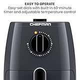 Chefman TurboFry 2-Quart Air Fryer, Dishwasher Safe Basket & Tray, Use Little to No Oil For Healthy Food, 60 Minute Timer, Fry Healthier Meals Fast, Heat And Power Indicator Light, Temp Control, Grey