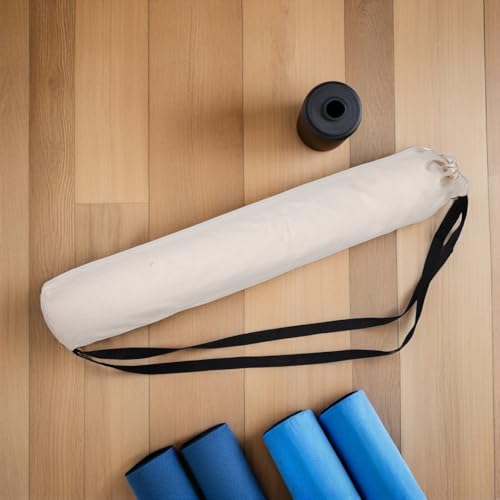 Bolsa para esterilla de yoga de tela Oxford beige con práctico cordón ajustable 5