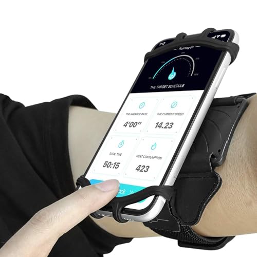 Rotatable Running Armband with Key Holder, Fits 4-6.7 Inch Smartphones, for iPhone 16 15 14 13 Pro Max, Samsung Galaxy S25 S24 23 22 Plus Ultra (Black)