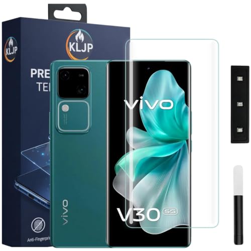 Image of Premium HD+ UV Tempered Glass Screen Protector For Vivo V30 / Vivo V30 Pro (Pack of 1) Full Adhesive UV Curved Screen Protector Case Friendly HD Clarity with installation kit