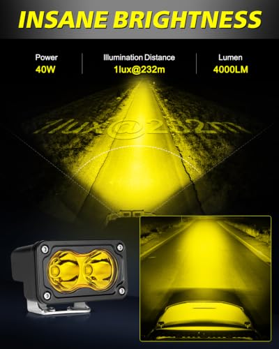 Image of 3 Inch Yellow CREE LED Pods with Wiring Harness & Black Covers