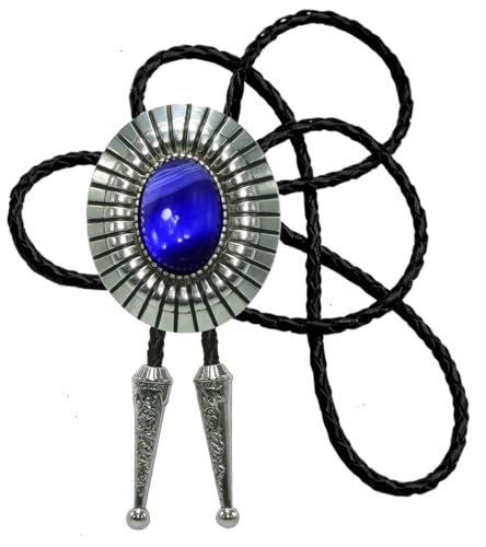 Image of Moranse Bolo Tie with Natural Tiger Eye Stone Celtic Style Genuine and Cowhide Rope
