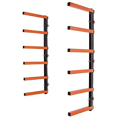 Lumber Storage Rack Board Basement Storage Wall Mounted Rack Max 600 lb Steel with 6-Level Wall Mount, Indoor & Outdoor, 2 Pack