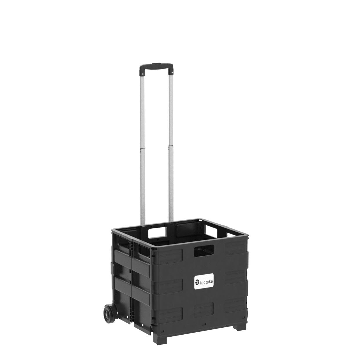 Tectake® Carrito Compra Plegable con Ruedas Grandes y Asa Telescópica, Carro Compra Plegable Compacto Tipo Caja Plastico, Ideal como Carro Supermercado - 45 x 37,5 x 97 cm