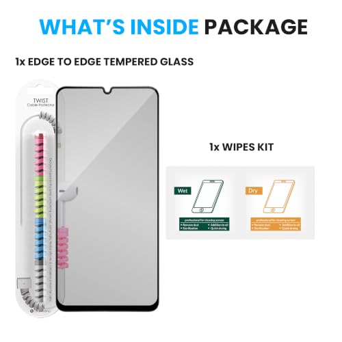 Image of FIRST MART Matte Anti-Glare Tempered Glass for Vivo T5 Lite With Installation Kit | Military-Grade Gaming Screen Protector & Cable Guard | Edge to Edge Coverage | Black