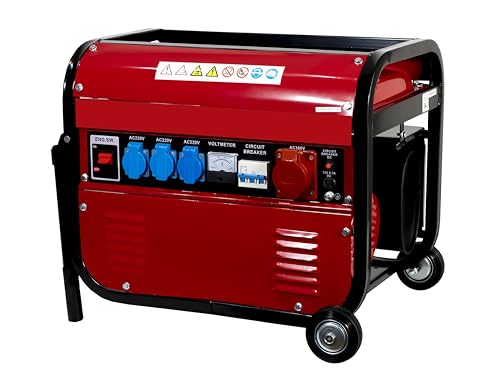 SVE Generador Eléctrico Gasolina con Ruedas Y Asas 15L 5500 Trifá...