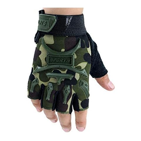 Long Keeper Kids Half Finger Sports Gloves Anti-Slip Cycling Gloves for Boys Girls for Bike Scooter Skateboard (Camo-S) Cover