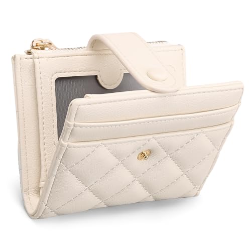 GAEKEAO Small Wallet for Women Slim Bifold Leather RFID Blocking Credit Card Holder Wallets Zipper Pocket Coin Purse with ID Window