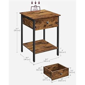 Vasaglenightstandendtablesidetablewithdrawerandshelf157x157x217inchesbedroomsteelframeeasyassemblyrusticbrownandblackulet55bx Urban Country Home Decor Vasagle nightstand end table side table with drawer and shelf 157 x 157 x 217 inches bedroom steel frame easy assembly rustic brown and black ulet55bx urban country home decor